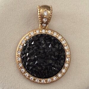 Lia Sophia Black and Gold Crystal Necklace Pendant